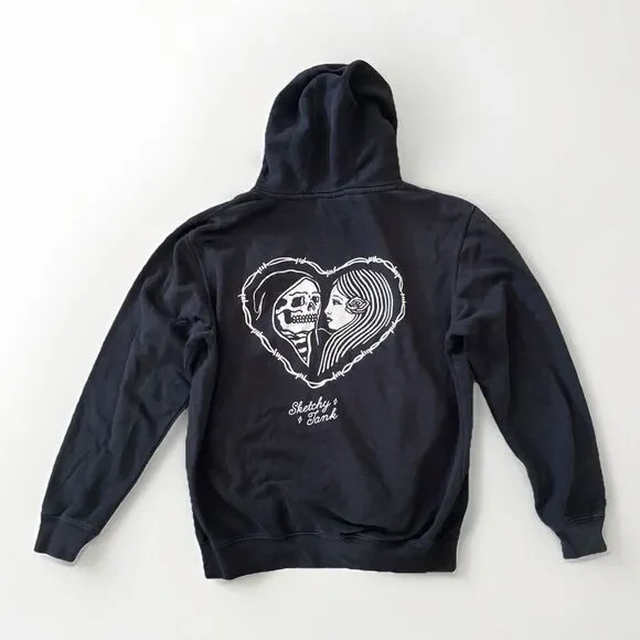 Lurking Class Sketchy Tank Hoodie Men S (no Tag) Black Heart Death Skeleton Love - Picture 1 of 6